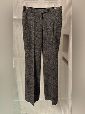 MANDORLAMARA Black White Tweed Lined Straight Leg Dress Pants